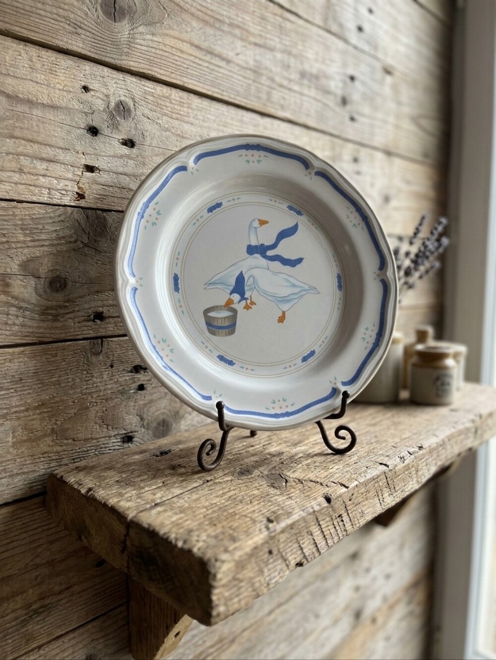 Vintage Cottagecore Goose Dinner Plate/Farmhouse/Newcor Countryside Geese Plate